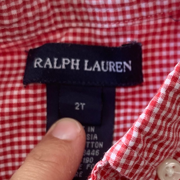 Ralph Lauren Boy's Red Check Short Sleeved Button Up 2T - Picture 2 of 3